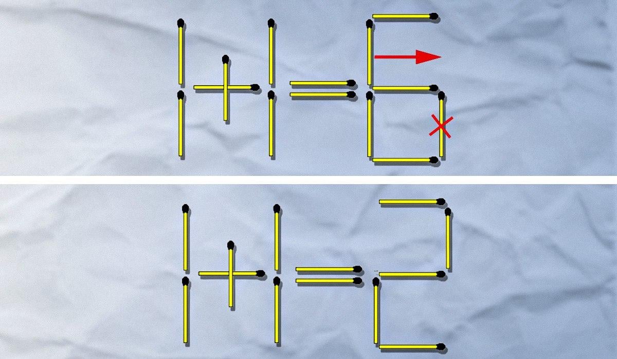 Um fósforo deve ser deitado fora e o outro reorganizado: um teste de QI desafiante