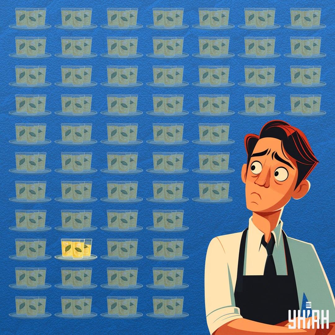 O copo com menos limonada estava na parte inferior da imagem / colagem Moje