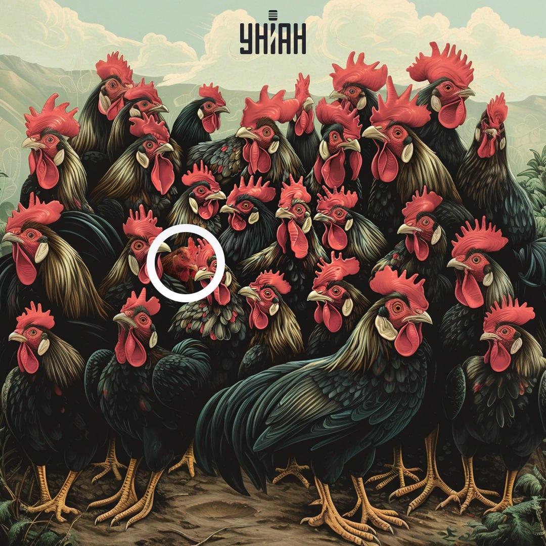 A crista de uma galinha não é igual à de um galo