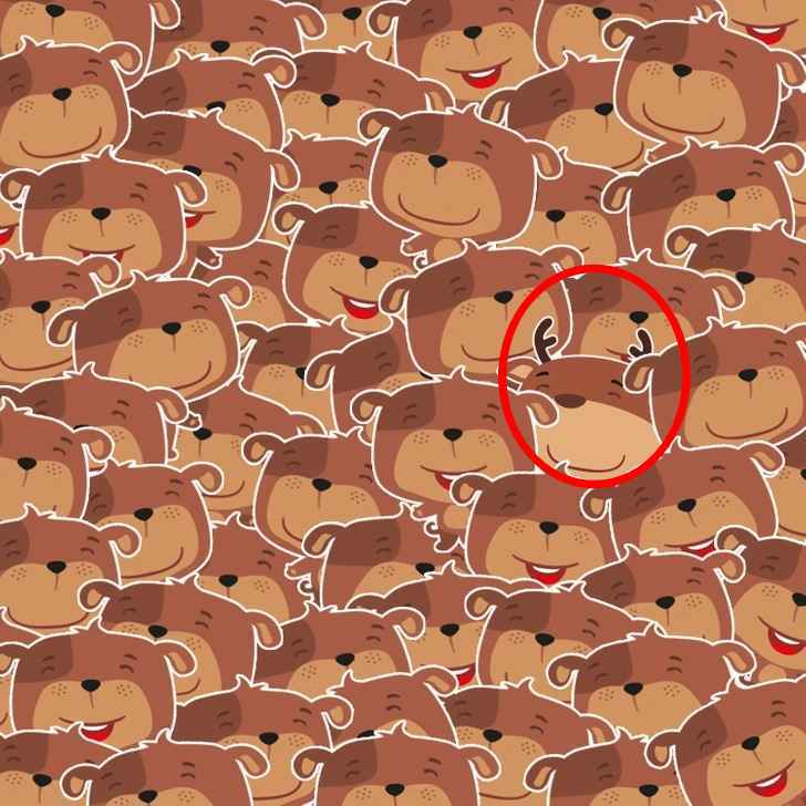 Só as pessoas com QI elevado conseguem lidar com isto: é preciso encontrar um veado entre os ursos Só as pessoas com um QI elevado conseguem fazer isto: tens de encontrar uma rena entre os ursos